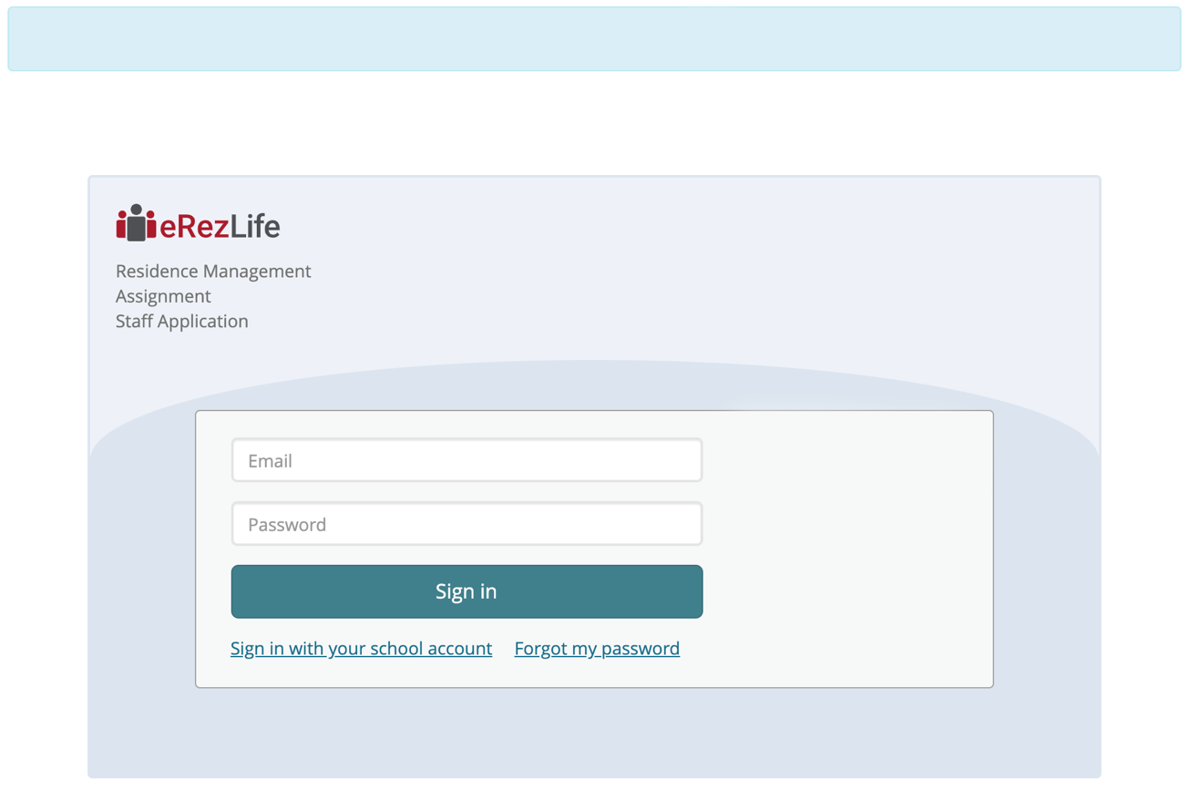 Screenshot of eResLife login page